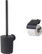 Ibenzoa® Moderne set porte-balai WC noir et porte-rouleau papier toilette pour montage mural avec couvercle