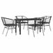 vidaXL 5-delige tuinset met kussens, zwart, polyrotan, glas