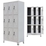 vidaXL Lockerkast met 9 vakken staal 90x45x180 cm grijs