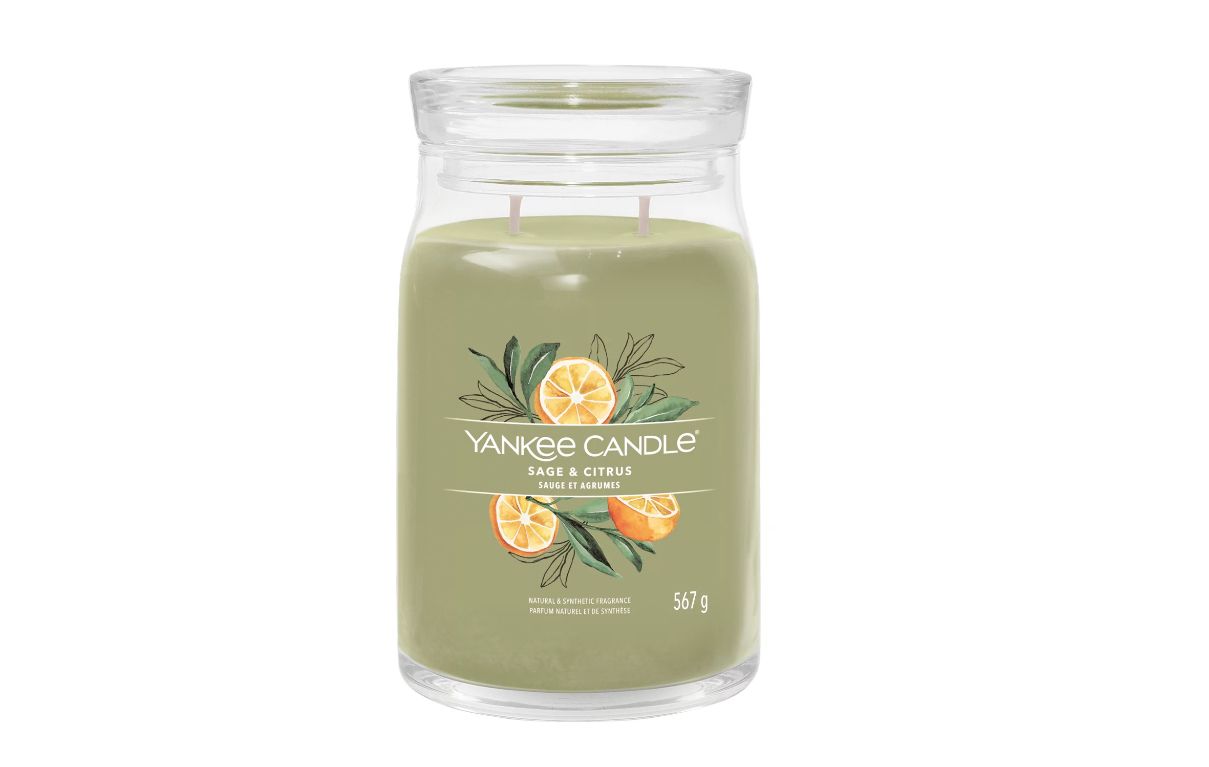 Yankee Candle Sage & Citrus Cylinder Candle - Green - 90 Hour Burn Time