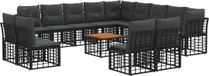 vidaXL Hoek loungeset Zwart en Donkergrijs Polyester 13 zitplekken