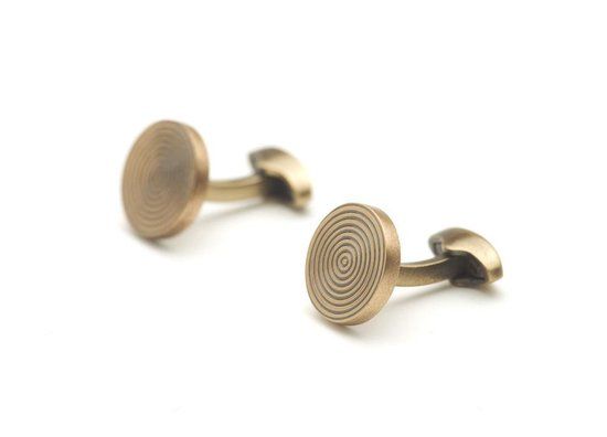 Babette Wasserman Bronze Labyrinth Manchetknopen - Rond - Staal - Bronskleur - 10 x 15 mm