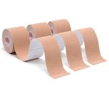 Kinesiotape, CareHabi Kinesiotape, sporttape voor de spieren, 5 m x 5 cm, waterdicht en elastisch, 3 rollen, beige