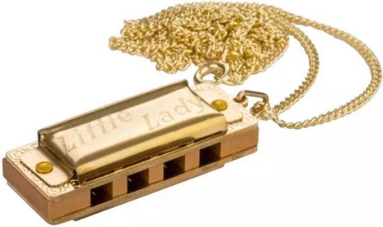 Hohner Little Lady Mondharmonica C Goud verguld met ketting