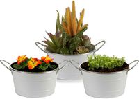 Arte r Plantenpot/bloempot teil - 3x - zink - wit - D20 x H11 cm