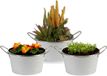 Arte r Pot/pot de fleurs bac - 3x - zinc - blanc - D20 x H11 cm