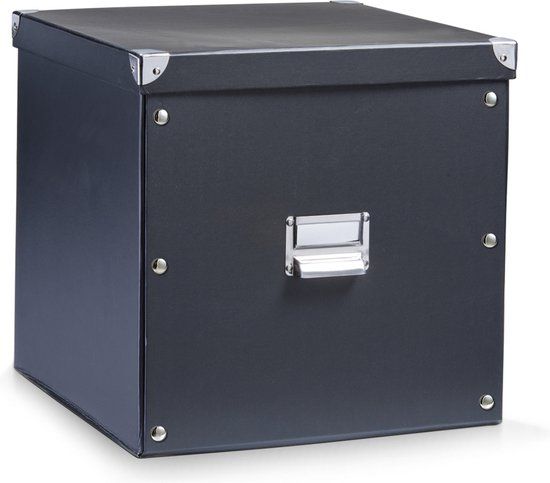 Zeller Opbergdoos - 33x33x32 cm - Zwart - Metaal