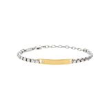 Breil Armband TAG & CROSS für Herren aus Edelstahl mit Zirkonia in der Farbe Silber/Gold, mit Karabinerverschluss, Länge: 22 cm, TJ3220