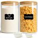 Bocaux de stockage en verre avec couvercle en bambou, 3,8 litres, set de 2, transparent
