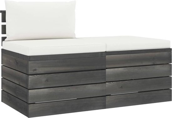 vidaXL 2-delige Loungeset met kussens pallet massief grenenhout