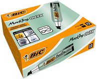 BIC Marking Onyx Permanent Marker, waterbestendige pen, zwart, 12 stuks, met wigvormige punt, lijndikte: 2,7 mm tot 6,2 mm, sneldrogend