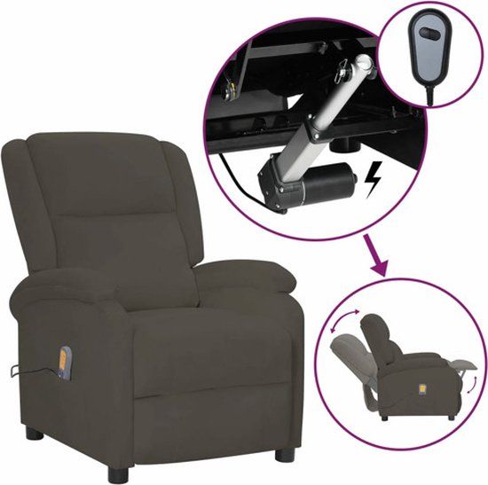 vidaXL Massagestoel elektrisch fluweel donkergrijs