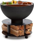 Blumfeldt Brasero avec grille - Acier - Noir - 60 cm de diamètre