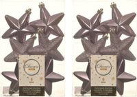 Decoris Kaemingk B.V. 12x stuks kerstornamenten kunststof sterren kerstballen heide lila paars 7 cm