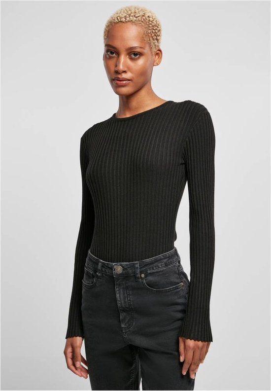 Urban Classics Rib Knit Longsleeve Bodysuit - Black - L