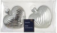 Decoris Orn.gls hart l9.8b4h9.5cm zlvr 2st