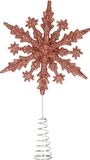 Merkloos / Sans marque Koopman International Kerstboom piek - 3D Sneeuwvlok - Donker Roze - Glitter - 20 cm - Kunststof