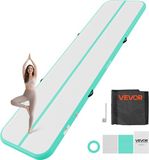 VEVOR Tapis de gymnastique gonflable 400x100x10 cm Airtrack tapis de gymnastique pour entraînement, sports de compétition et yoga, avec surface antidérapante, pompe à air électrique 600W, patch de réparation, embouts et sac, vert menthe