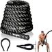 Yes4All Battle Rope 9 m/12 m/15 m lengte, 38 mm/50 mm diameter Poly Dacron Battle Oefeningstouw met beschermhoes - stalen anker en riem inbegrepen