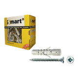 pgb-Europe SMART | cheville nylon gris +vis VK Ø 6x80 | 25 pc SM0PUSN0110060080E