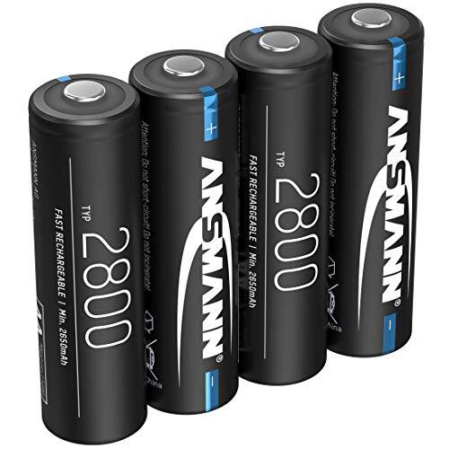 Ansmann Accu AA 2.800 mAh NiMH 1,2 V - oplaadbare penlitebatterijen AA, hoge capaciteit, ideaal voor een hoog stroomverbruik bij op afstand best. voertuigen, keyboard, wildcamera, flitsapp. (4 stuks)