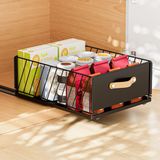 Ibenzoa® Organiseur de tiroir extensible pour cuisine et salle de bain sans perçage – Tiroir télescopique avec installation facile, noir, 40,5 x 30 x 16 cm
