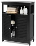 Armoire de salle de bain autoportante en bois avec double porte, noir