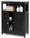 Armoire de salle de bain autoportante en bois avec double porte, noir
