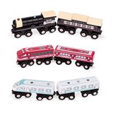 Battat – Klassieke magnetische houten treinen – 6-delige houten spoorwegsset – locomotieven en wagons – vanaf 3 jaar