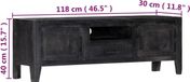 vidaXL Meuble TV 118x30x40 cm bois de manguier massif noir