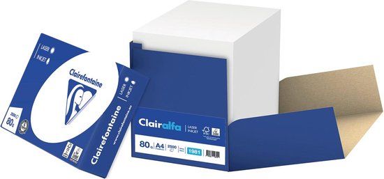 Clairefontaine Papier A4 80gr 2500 vel - Wit - 3329680198102