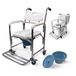 Mobiclinic Rope - Toiletstoel met wielen - Aluminium - Met rugleuning en armleuningen - Inclusief emmer met deksel - Douchestoel - 4 Geremde wielen - WC Stoel - Ergonomisch - Veelzijdig en lichtgewicht - Wit