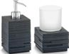 Zeller set de bain distributeur de savon avec porte-brosse à dents/gobelet en polystone aspect ardoise