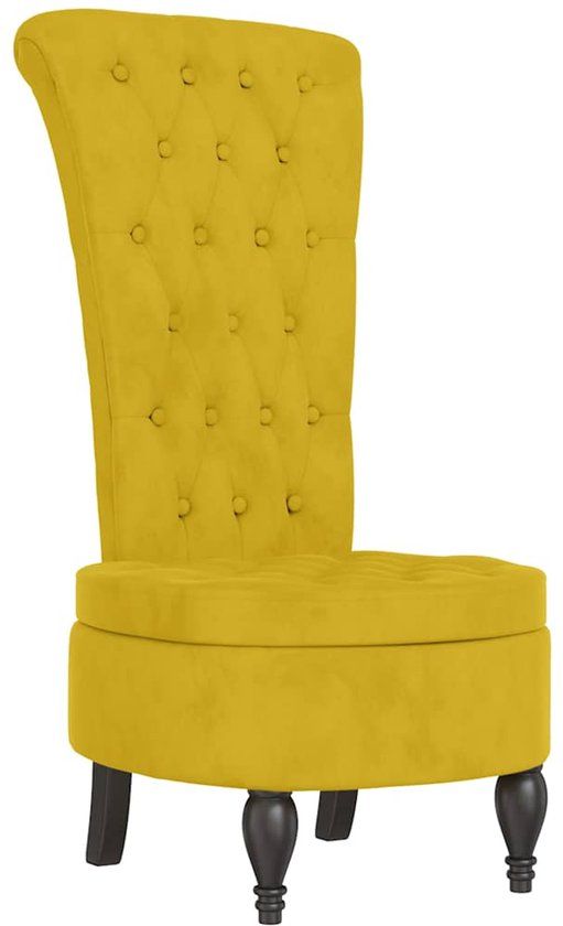 vidaXL Stoel met hoge rugleuning, knopen, fluweel, geel