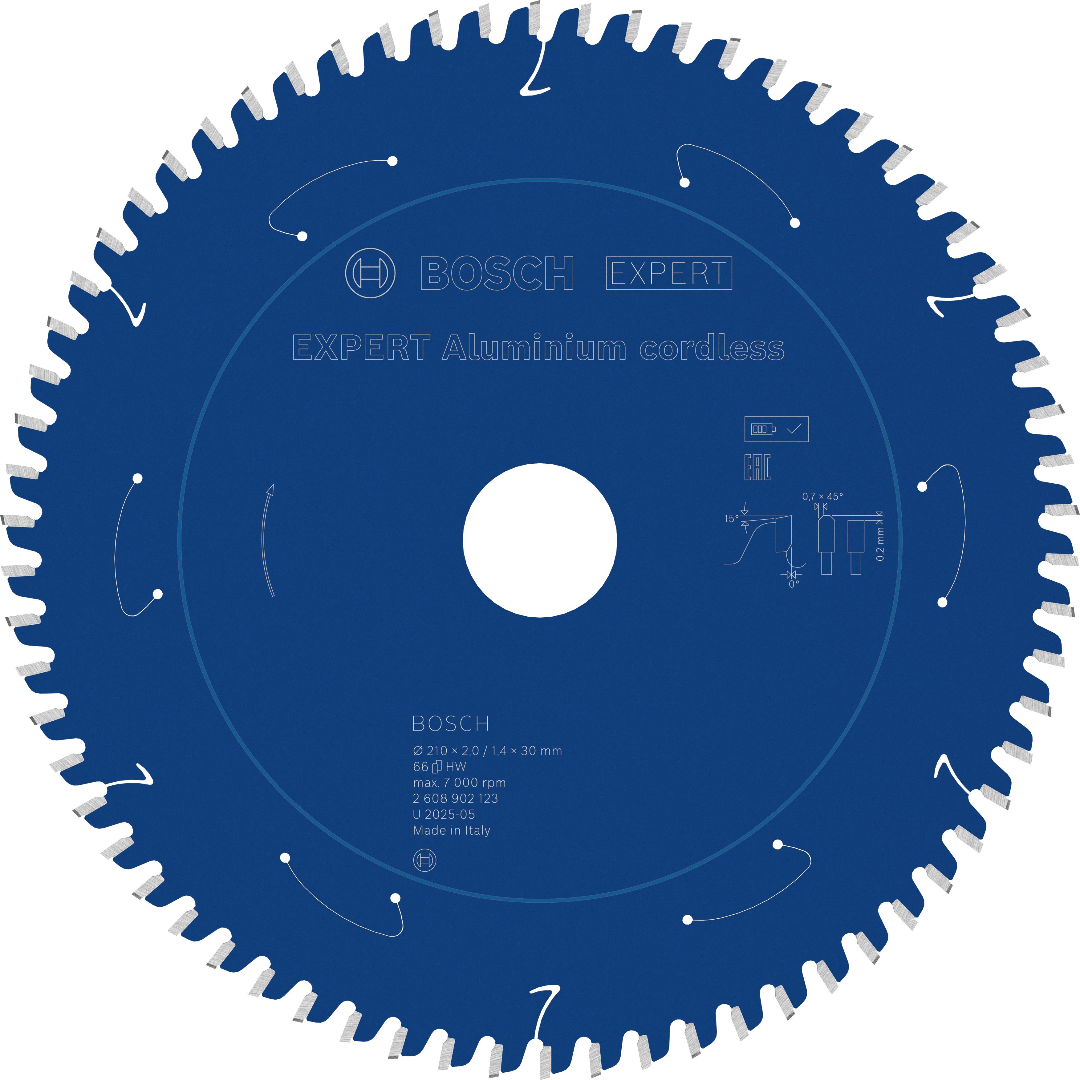 Bosch Accessoires EXPERT Aluminium cordless Cirkelzaagblad | 210 x 2/1,4 x 30 mm | T66 - 2608902123