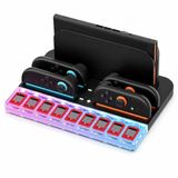 NONE Oplaadstation voor controllers, handige oplader voor gamecontrollers, simulatiecontroller (set, 1 stuk, 4-weg oplaadstation voor Joy-Con van de Switch 2, 9 kaarthouders voor gamekaarten)