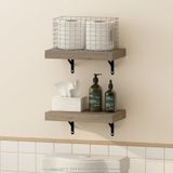 Furinno Tanna 35 cm wandgemonteerde badkamer drijvende displayplanken, natuurlijk, set van 2
