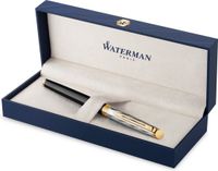 Waterman Hémisphère rollerbalpen | metaal en zwarte lak met gouden detail en gebeitelde dop | fijne punt | met Geschenkdoos