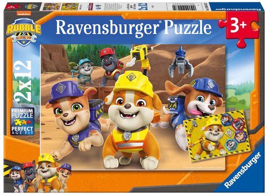 Ravensburger PAW Patrol Rubble & Crew Legpuzzel - 2x12 Stukjes