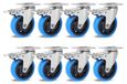 Set de roulettes de transport, 8 pièces - Roulettes pivotantes de 100 mm avec frein - Roulettes de meubles à usage intensif - 150 kg par roulette - Acier inoxydable