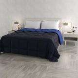Italian Bed Linen Winterdekbed, elegant, microvezel, donkerblauw/koningsblauw, voor 2 personen