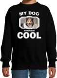 Bellatio Decorations Sheltie Honden Trui / Sweater My Dog Is Serious Cool Zwart - Kinderen