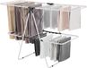 Rack de séchage pliable 2 couches avec pinces à chaussettes et 31 barres de séchage - Blanc