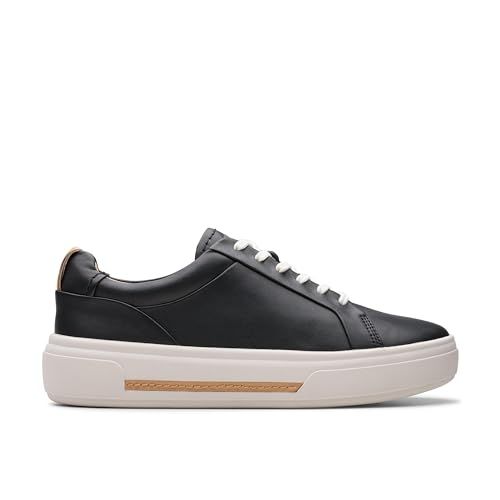 Clarks Premium Hollyhock Walk Basketbal voor dames, leer, zwart, 43 EU