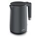 Arendo Waterkoker van roestvrij staal, 1,5 liter, 2200 W, dubbelwandig design, 360° controller, BPA-vrij, oververhittings- en droogkookbeveiliging, zwart Cool Grey mat
