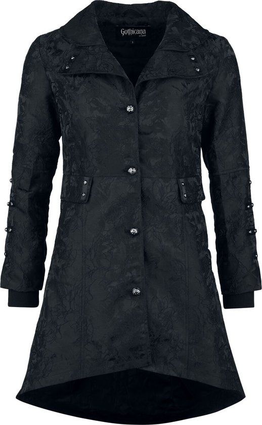 Gothicana by EMP Gothicana zwarte mantel met korset en studs-kraag - Dames - L