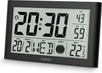 Hama Wandklok Martinique Radiogestuurd met Thermometer en Hygrometer Zwart