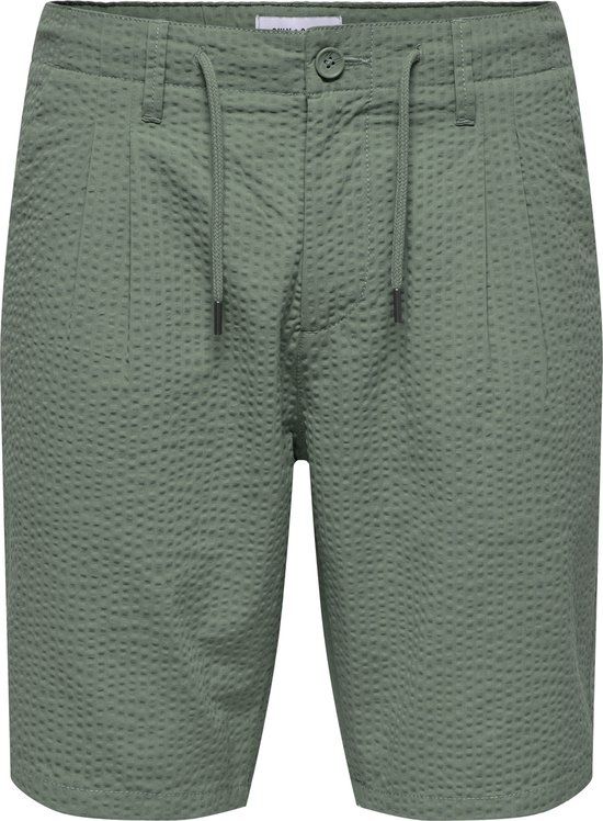 Only & Sons Broek Onsleo Life 0009 Seersucker Shorts 22028301 Castor Gray Mannen Maat - L