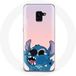 Maniacase Hoesjes voor Samsung Galaxy A8 Plus Stitch the Nose in the air roze achtergrond