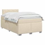 vidaXL Boxspringbed met matras, Crèmekleurig, 120 x 200 cm, Stof